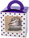 Restaurantware Pastry Tek 4.5 Inch Individual Cupcake Boxes 100 Polka Dots Cupcake Favor Boxes - Fits 1 With Window Purple Paper Cupcake Gift Boxes Built In Handle For Weddings Or Parties