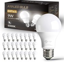 dalattin 24 Pack LED Bulbs Daylight White 5000K, 60 Watt Equivalent A19 Standard Bulbs, E26 Base, 800 LM, Efficient 9W Energy Saving, Non-Dimmable, 80+ CRI, 120V, UL Listed, for Living Room, Office