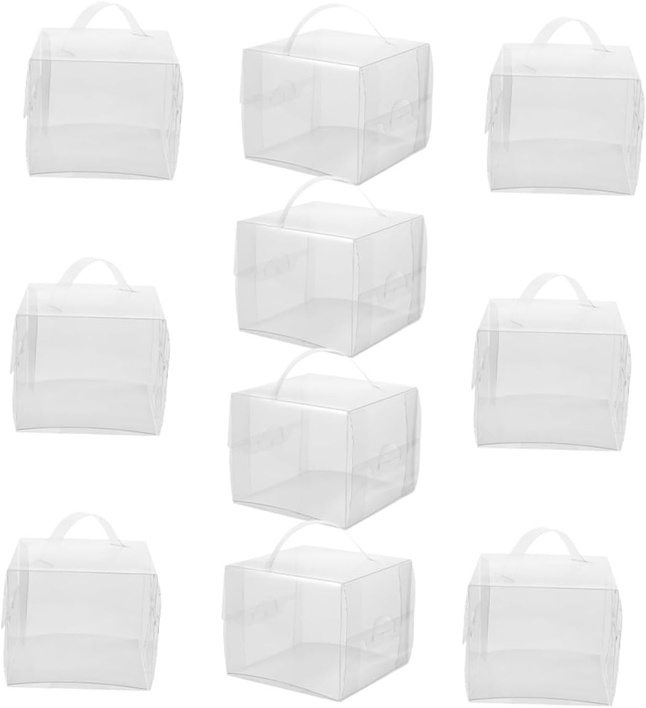 PRETYZOOM 10pcs Cake Boxes Sturdy Bakery Treat Boxes Handles for Mousse Cakes and Pastries for Birthdays and Celebrations