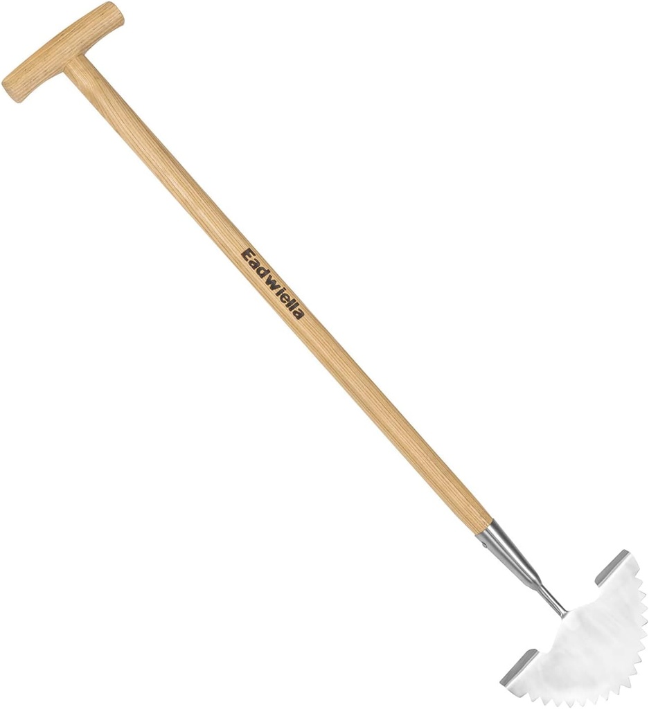 Lawn Edger Tool Half Moon Edger Hand Turf Edger Shovel Garden Edging Tool 39“ for Landscaping, Sidewalk, Garden Bed, Driveway, Yard Grass Trenching Spade with Wood T Handle