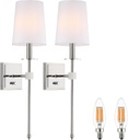Untrammelife Wall Sconces Set of Two, Modern Farmhouse Sconces Wall Lighting with Dimmer ON/Off Switch, Industrial Hardwired Wall Lamps for Bedrooms, Living Room, Bathroom, Vanity (Bulbs Included)