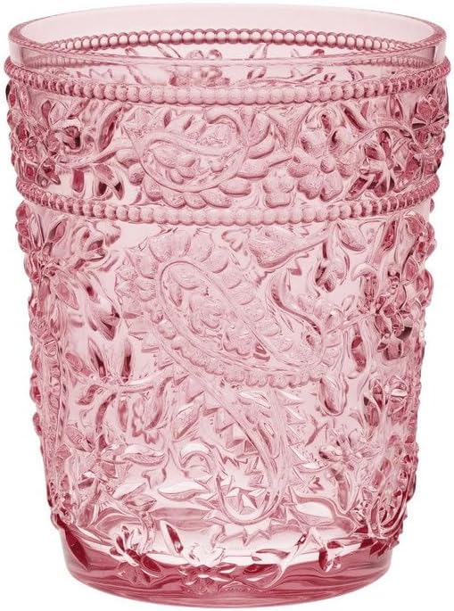 Elegant Acrylic Drinking Glass Set for Stylish Entertaining, Unbreakable and Dishwasher Safe, Cocktails and Everyday Use, Pink