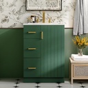 Merax Modern Linear 24" Bathroom Vanity with Sink, Powder Room Small Bathroom Vanity with Storage Cabinet and 2 Drawers, Adjustable Shelf, Ceramic Sink Top, Painted Finish