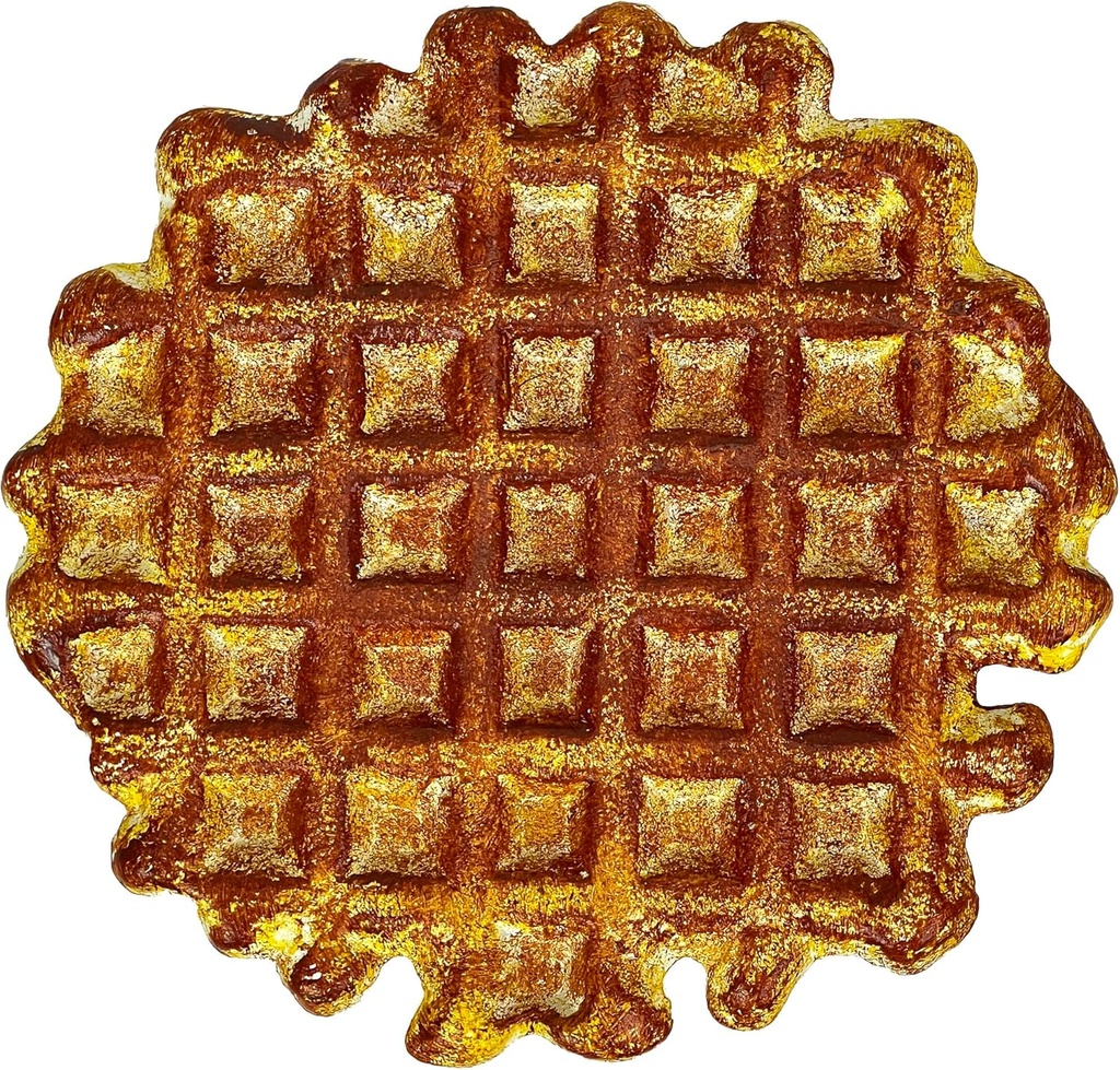 Belgian Waffle Cast Iron Metal Trivet – 8.25" Round Kitchen Plaque, Durable Heat-Resistant Brown & Yellow Finish, Rubber Feet, Wall Hanging Option, Eclectic Home Decor by Zeckos