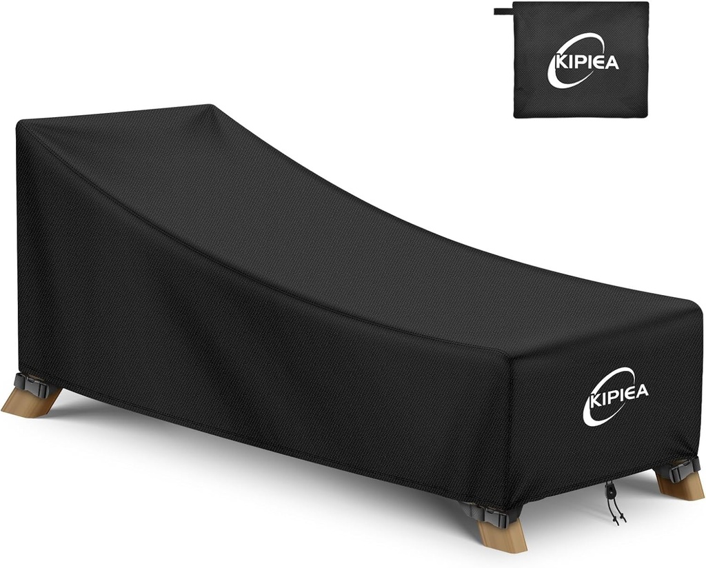 Kipiea Waterproof Patio Lounge Chair Covers for Outdoor Furniture, Heavy Duty Outdoor Chaise Lounge Cover with Anti UV and No Tears, No Fading (84"D x 32"W x 32"H)