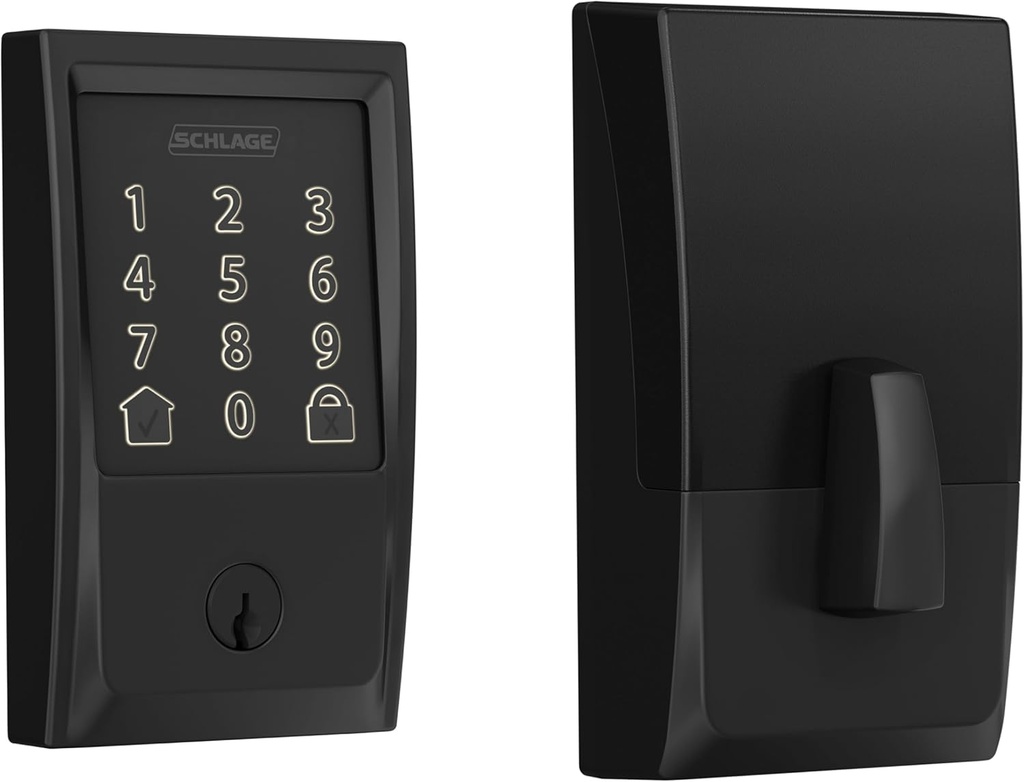 Schlage Encode Smart WiFi Deadbolt Lock for Front Door - Keyless Entry with App or Touchscreen - Works with Alexa, Hey Google, & Airbnb - Create Codes for Guests - Matte Black