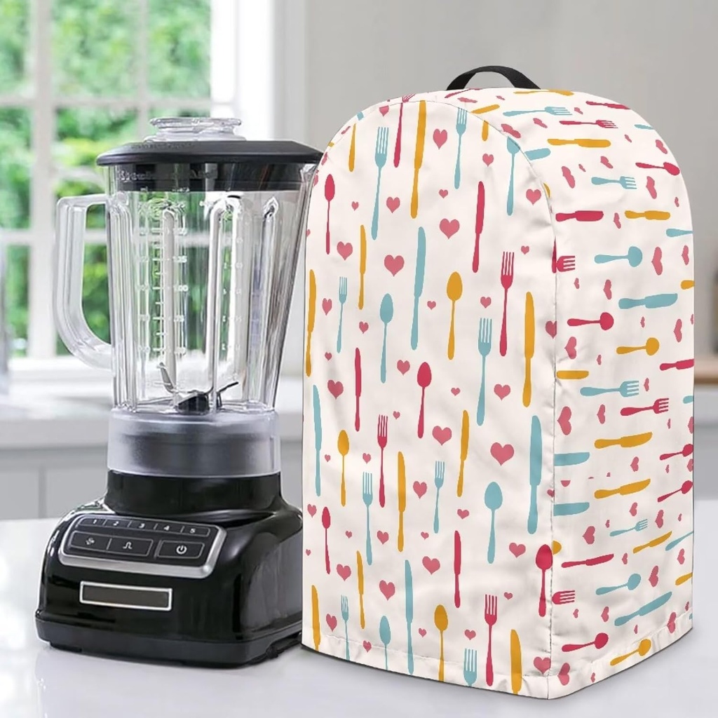 Knife Fork Blender Cover Washable Coffee Food Processor Dust Covers Anti Fingerprint Dust Protection Kitchen Appliance Cover with Top Handle & Drawstring