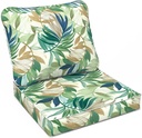LVTXIII Outdoor Deep Seat Cushion Patio Seat and Back Cushion Set Seasonal Chair Cushion for Dining Arm Chairs, Wicker Chairs and Garden Furniture Decoration, 24"x24"x4", Lush Leaf Green