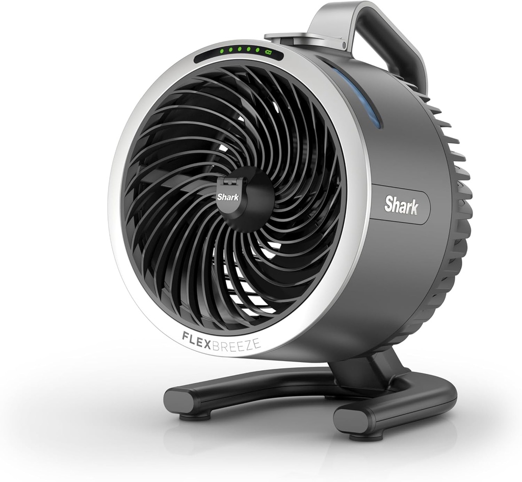 Shark FlexBreeze HydroGo Fan—Ultra-powerful portable fan with indoor + outdoor mist. Corded & cordless, 5 speeds, evaporative misting, Grey, FA052