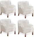 Tudomro 4 Pcs Outdoor Plastic Chair Cover Waterproof Armchair Clear Dust Proof Plastic Couch Cover for Furniture Sofa Chair Couch Recliner Furniture Storage and Moving, 37 x 30 x 30 Inch