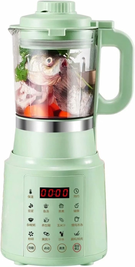 Multi Blender Juicer Food Processor with Glass Jar & A Grinder Strong Housing Smoothie Maker Glass Jar Removable Filling Cap for Easy Filling Ice Crushing Function,Green-16 * 37.7CM