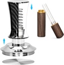 58mm Espresso Coffee Tamper for Espresso Machine: Calibrated Spring Loaded & Stainless Steel Ripple Base - Carbon Fiber Handle with Constant 30lb Fits All 58mm Portafilters | Bundle Including WDT Tool