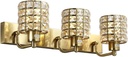 Gold Vanity Lights Bathroom, 3 Lights Fixture for Bathroom Over Mirror, Modern Crystal Wall Sconces Vanity Lighting Fixtures