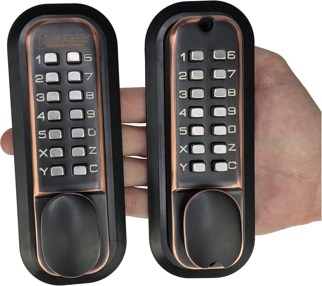All-Weather Double Keypad Mechanical Keyless Latch Door Lock (Oil Rubbed Bronze)