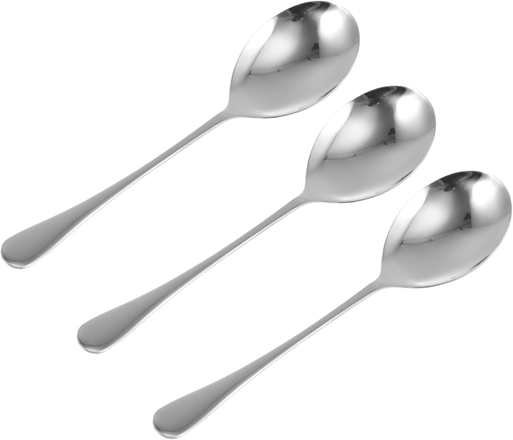3pcs Stainless Steel Silverware Soup Scoops Home Tableware Easy to Clean Scratch-resistant