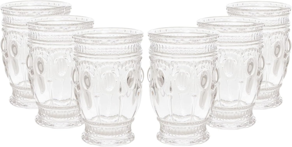 Simple Elements Vintage Wine Glass Set Glassware for Home, Events, Weddings, Parties 3" W x 5" H 10oz Set of 6 Clear