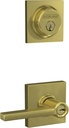Schlage FB55N V LAT 608 COL Single Cylinder Deadbolt and Keyed Entry Latitude Lever with Collins Trim, Satin Brass