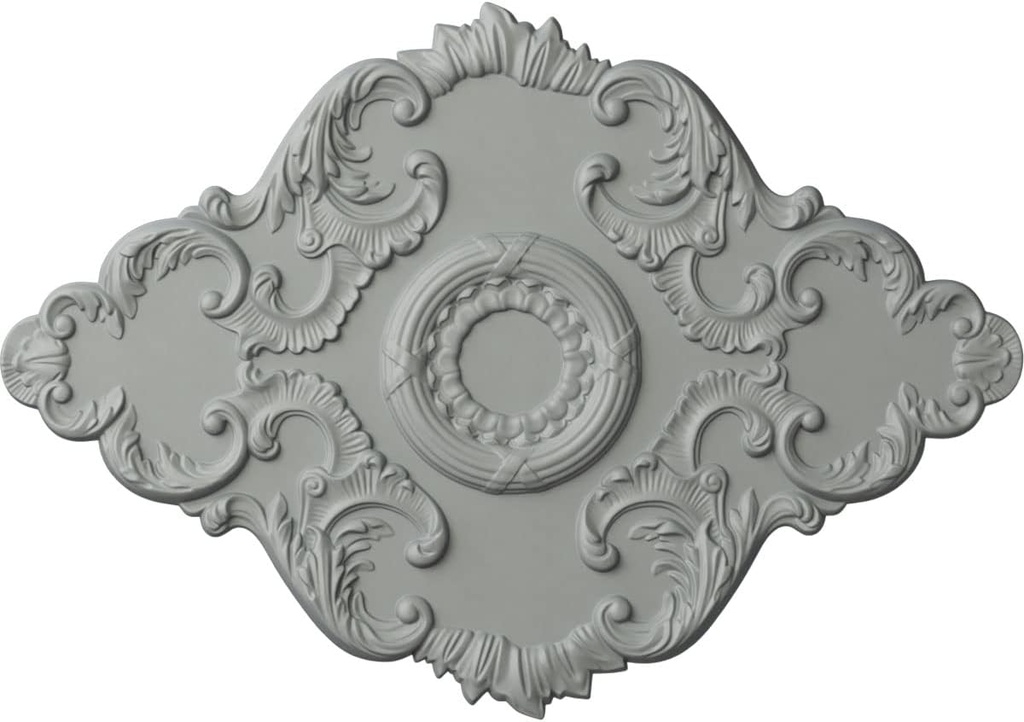 Ekena Millwork CM37X26PE Piedmont Ceiling Medallion, 37"W x 26"H x 1 3/8"P, Factory Primed