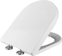 Ibergrif M41001 Toilet Seat Soft Close White, Ergonomics, Quick Release D Shape Toilet Seat with Adjustable Stainless Seat Hinges, Top Fixing