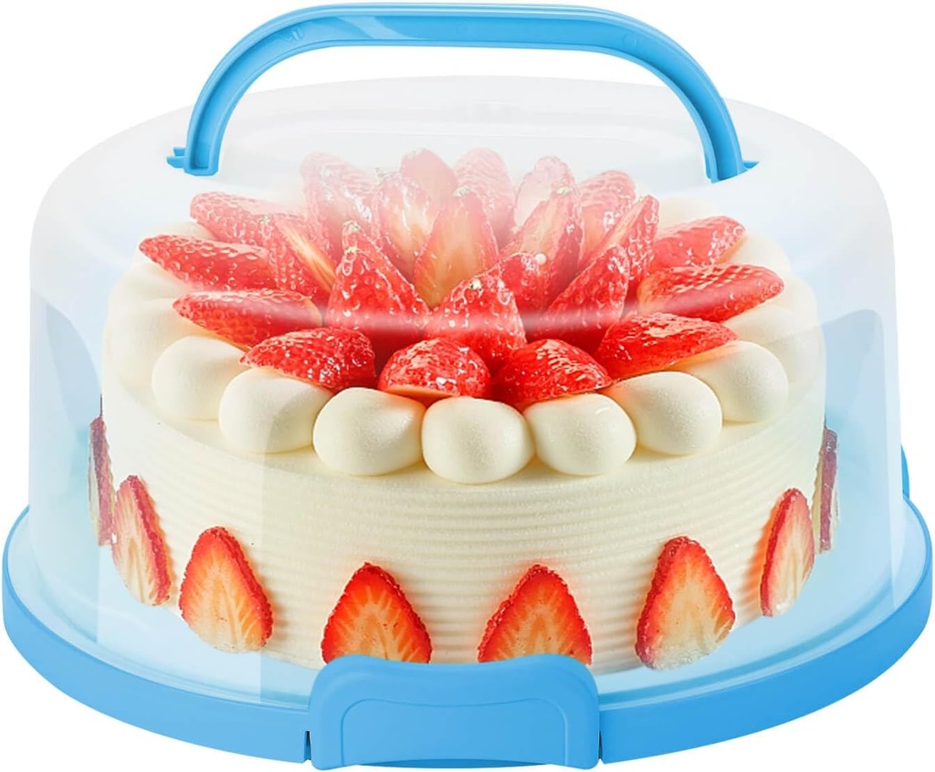 10 Inch Cake Stand Carrier with Lid and Handle Bundt Round Tall Cake Storage Container Holder Travel for Transport Cupcake Saver Plastic with Cover