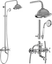 gotonovo Bathroom Exposed Shower Faucet Outdoor Shower System 8 Inch Rainfall Shower Head Set with Tub Spout and Handheld Spray Double Cross Handles Wall Mount without Shower Shelf Polished Chrome