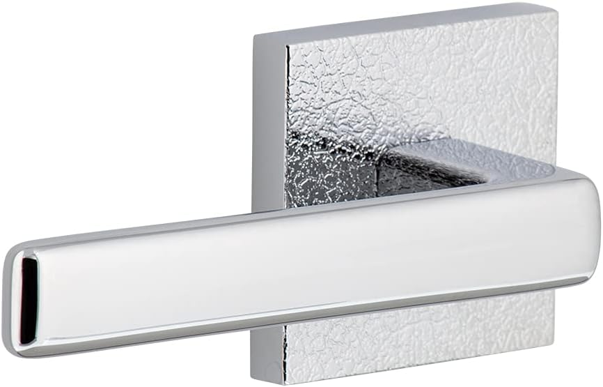 Viaggio 623697 Bright Chrome Quadrato Leather Rosette Privacy with Lusso Lever Right Handed, Backset: 2-3/4"