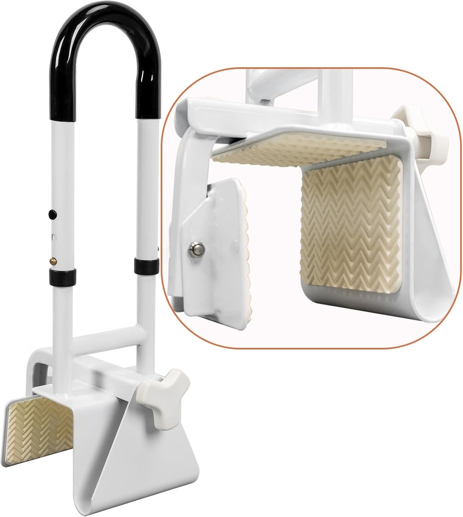 Adjustable Bathtub Grab Bars for Seniors, Bath Safety Grab Bar with Anti-Slip Cover for Elderly, Height and Width Adjustable