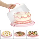 BSTKEY Portable Cake Carrier with Lid and Handle, Devil Egg Container + Cupcake Storage Tray for Transport, 10 Round Cake Container Holder with Two Sided Base for Pies Cookies Nuts Fruit, Pink