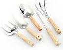 Garden Tool Set,Premium 5 Pcs Heavy Duty Gardening Hand Tool Set with Shovel, Hand Rake, Transplanter,Big Trowel, 5-Claw Cultivator,Stainless Steel with Non-Slip Wooden Handles