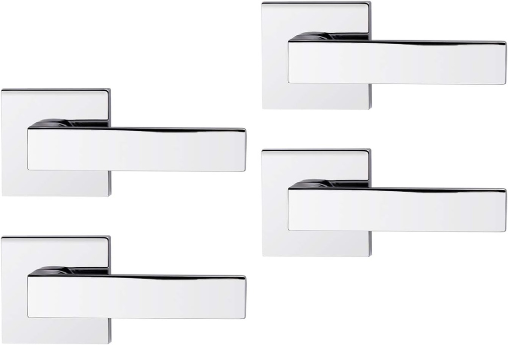 Gobrico 4 Pack Square Half-Dummy Door Levers in Bright Chrome Pantry Door Handles
