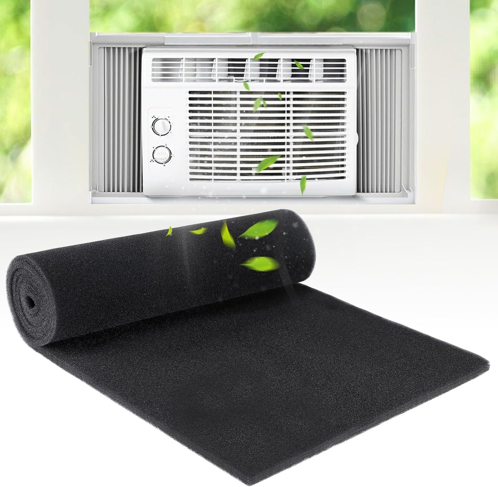15.7" x 59" Extra Large Cuttable Air Conditioner Filters - Cut to Fit Carbon Pad Air Purifier Filters, Washable Reusable Foam Pad Pre Filter Roll for Air Filters AC Window Unit Charcoal Sheet