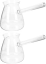 Garneck 2pcs Glass Turkish Coffee Pot 450ml Clear Coffee Pot with Side Handle Teapot Small Milk Kettle Boiling Hot Chocolate Maker Butter Melting Pot for Kitchen Home