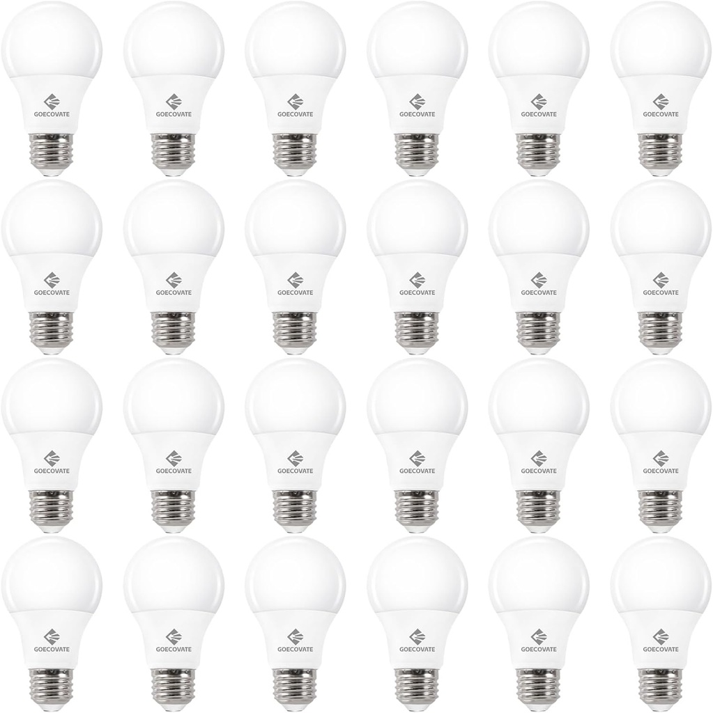 24 Pack 8W Daylight Light Bulbs White 5000K, 8 Watt Efficient Non-Dimmable Led Bulbs, A19 Standard Bulbs, E26 Base, 800 LM, Equivalent 60 Watt Light Bulbs for Living Room, ETL/UL Listed