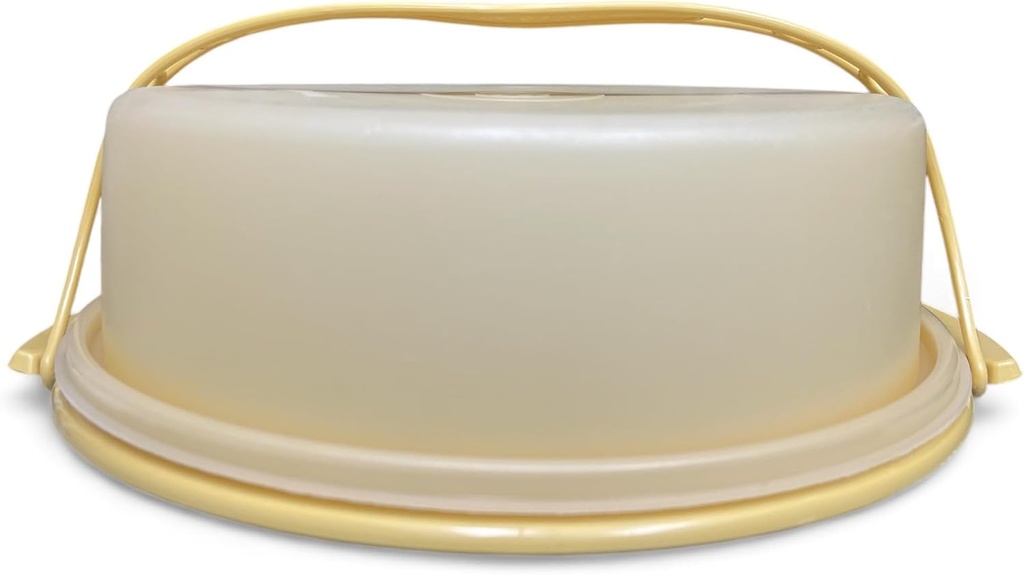 Tupperware 9" Pie Taker with Handle Gold and Sheer Seal Dome