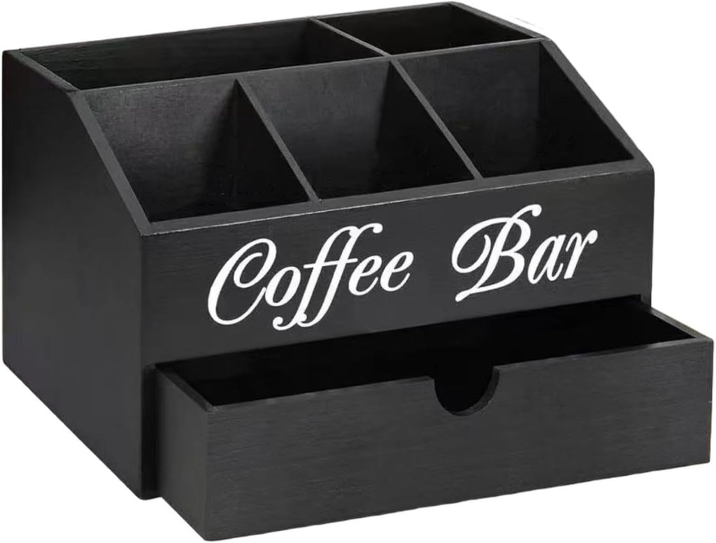 Coffee Station Organizer for Counter Wood Coffee Pod Holder Coffee Accessories Organizer, Style B