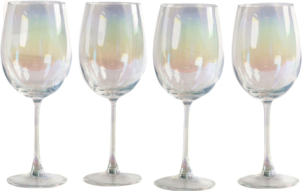 Circleware Radiance White Pearl Wine Goblet, Set of 2, Home & Kitchen, Entertainment Dining Glassware for Water, Beer, Juice, Ice Tea, Whiskey Bar Beverage Cup Gifts, 14.5 oz, (White Pearl Goblet)