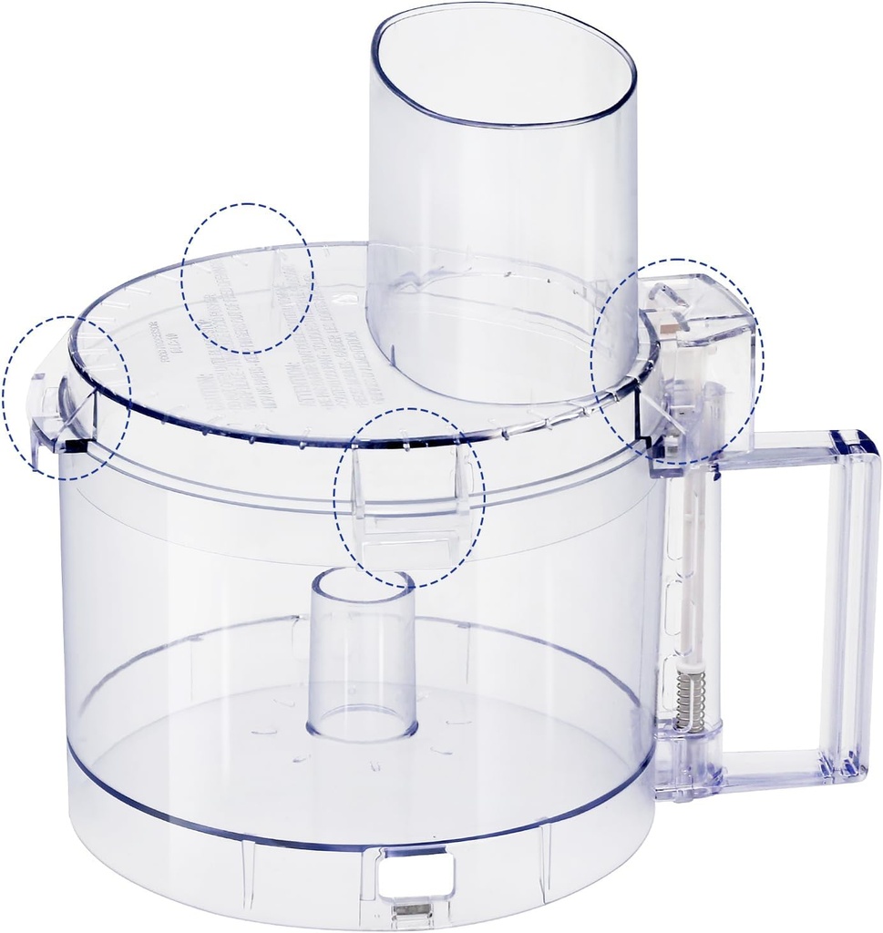 Top with 4 Locking Tabs 7-cup FP-631AGTXT-1 and DLC-117BGTXT1 Food Processor Work Bowl Fits Cuisinart DLC-10 Models, Fits Models DLC-10, DLC-10P, DLC-5, DLC-10S, DLC-10C, DLC-10SY, DLC-10SYP1