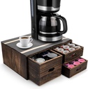 Yopay Wooden Coffee Capsules Organizer Box, Coffee Pod Holder with Adjustable Compartments and Non-Slip Mat, Farmhouse 3 Drawers Coffee Organizer for K Cup Pods, Bar, Kitchen, Countertop