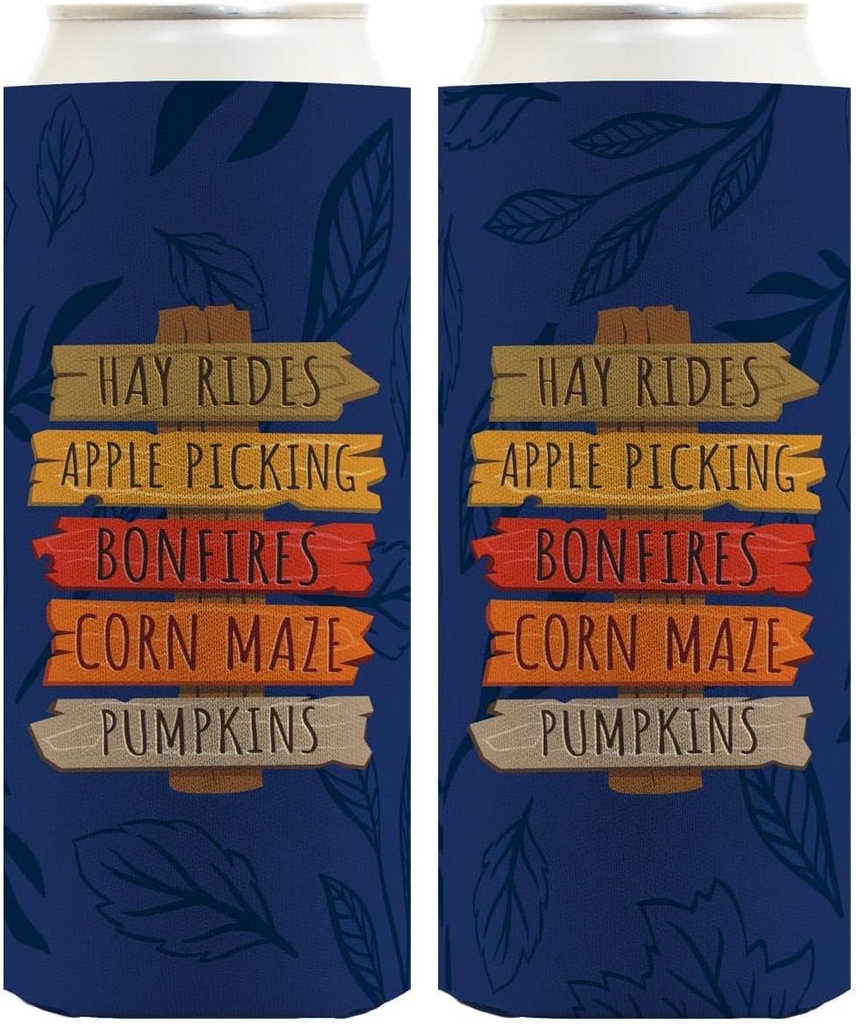 Fall Decorations For Home Fall Event Signs Hay Rides Apple Picking Bonfires Corn Maze Pumpkins 2-Pack Ultra Slim Can Thermocoolers