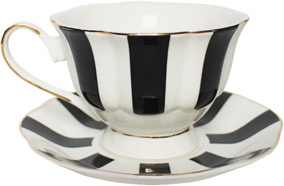 VOSAREA 1set European Style Dot Ceramic Coffee Cup and Saucer Home Office Use Decorative Beverage Mug for Afternoon Tea and Desserts Dishwasher and Microwave Safe