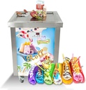 Commercial 21'' x21''Single Square Pan Fried Ice Cream Rolled Machine, Certificate Fry Yogurt Ice Cream Maker, Ice Pan Machine with 2 Shovels for Ice Cream Store,Cafe