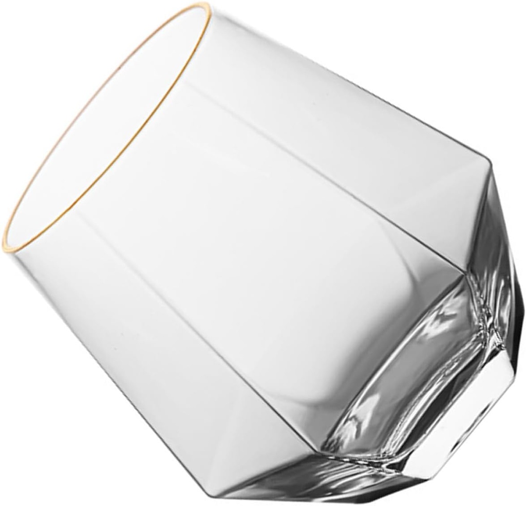 PRETYZOOM Decorative Hexagonal Glass Beverage Cup High Temperature Resistant Whisky Tumbler for Parties Juice Cocktails and More Elegant Drinkware for Home and Events