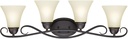 Westinghouse , Oil Rubbed Bronze 6307000 Dunmore Four-Light Indoor Wall Fixture, Finish with Frosted Glass
