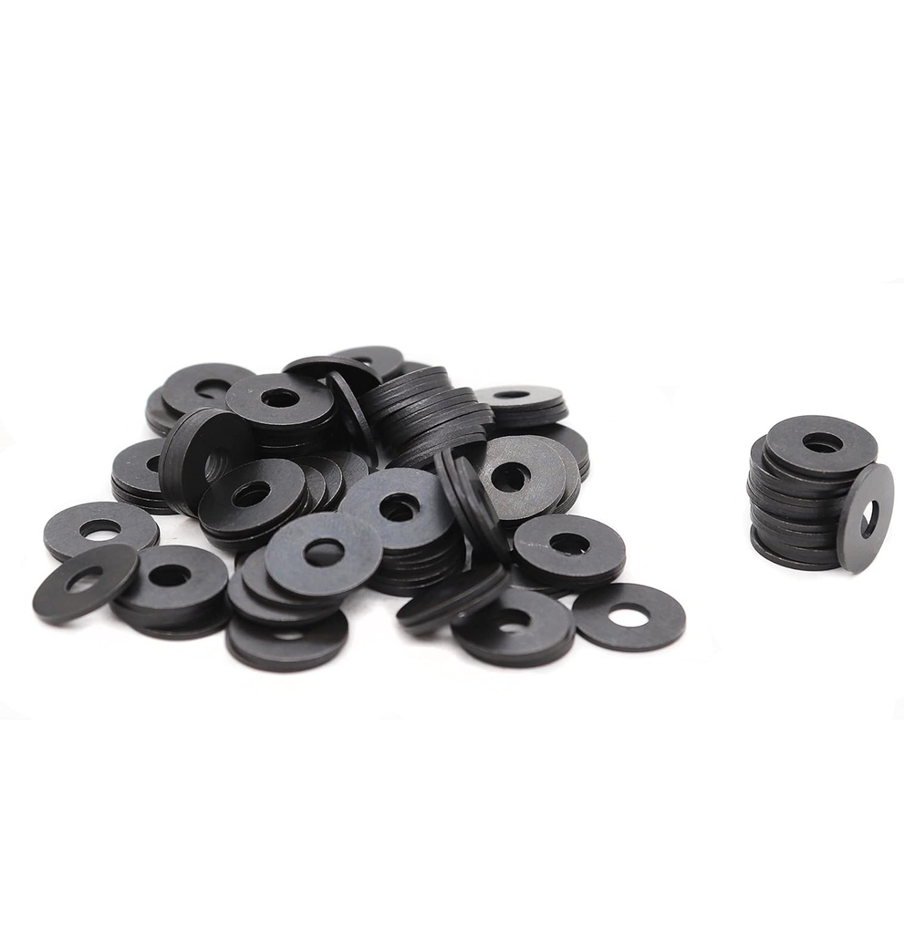 binifiMux 100pcs M4 I.D 12mm O.D 1.0mm Thickness Black Large Fender Flat Wahsers Gasket Grade 8 Carbon Steel