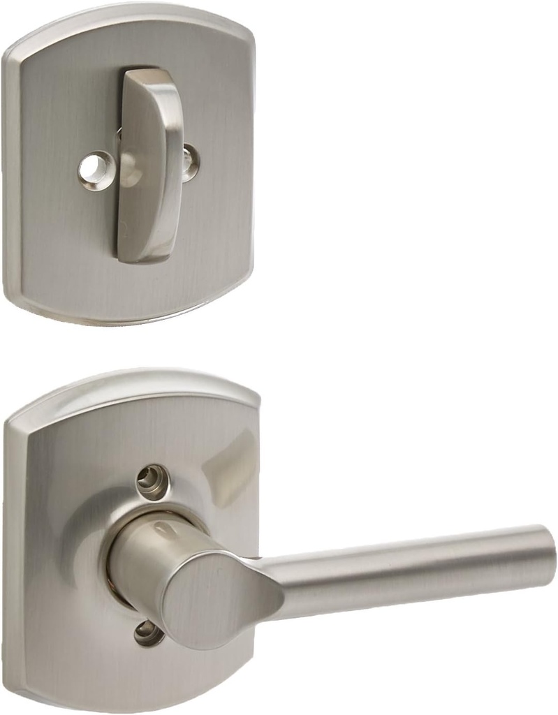 Schlage Lock Company F94BRW619GRW Broadway Lever Dummy Interior Pack with Decorative Greenwich, Satin Nickel