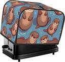 Animal Cute Brown Otters 2 Slice Toaster Covers Dustproof Splash-Proof Bread Machine Cover Fingerprint Protectors Small Washable Kitchen Appliance Cover Universal Size