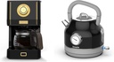 Amaste Black Coffee Maker & Black Retro Electric Kettle Set