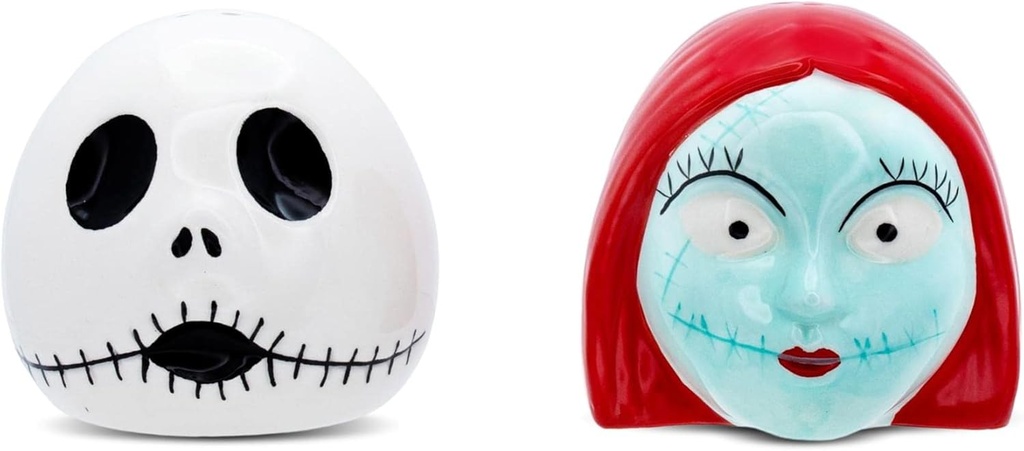 Disney The Nightmare Before Christmas Jack and Sally Ceramic Salt and Pepper Shakers, Set of 2 | Spice Dispenser Storage Canisters