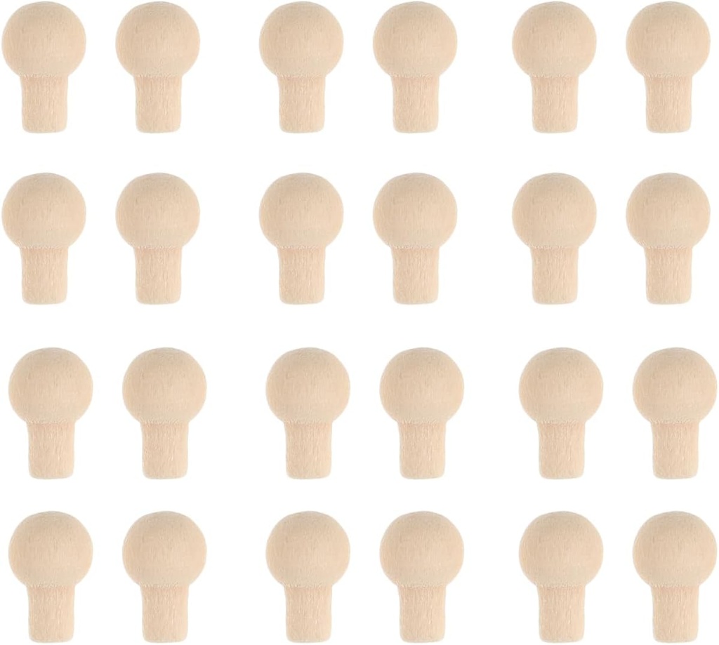 Dollhouses Wooden Knobs, Wood Finials 24pcs Drawer Door Handle Mini House Miniature Wood Drawer Pulls Model Living Room Set DIY Wooden Handles for Mini Furniture