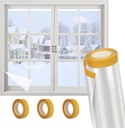 Window Insulation Kit, 63In x 33 Ft Window Plastic for Winterizing, Double-Sided Tape Window Insulation for Winter, Weather Sealing Plastic for 10-3'x5' Windows